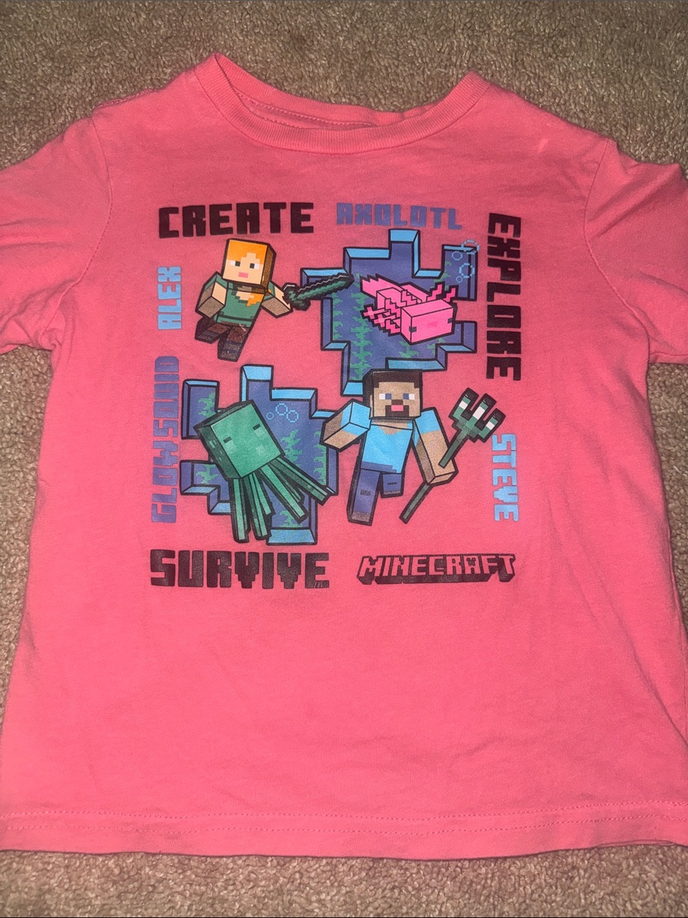 Kids Minecraft Graphic Tee - Steve & Creatures